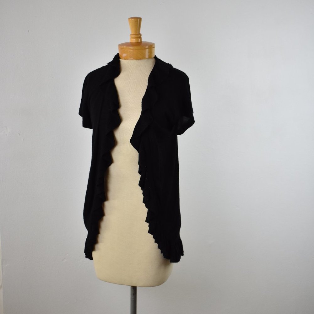 Bellini black ruffle front sweater